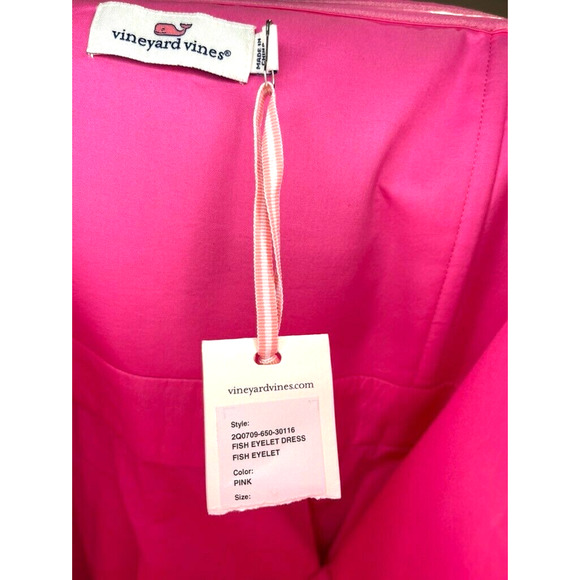 NWT Vineyard Vines Fish Eyelet Embroidered Pink Strapless Dress 16 $198 - Picture 5 of 8